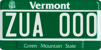 VT license plate ZUA000