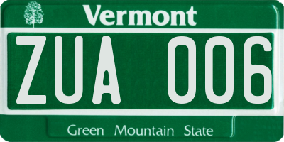 VT license plate ZUA006