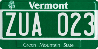 VT license plate ZUA023