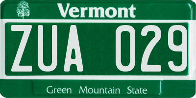 VT license plate ZUA029