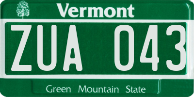 VT license plate ZUA043
