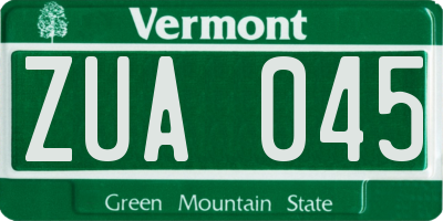 VT license plate ZUA045