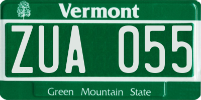 VT license plate ZUA055