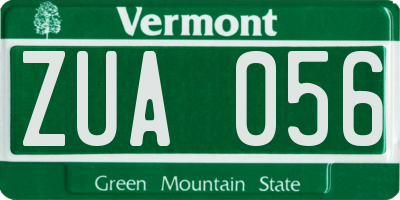 VT license plate ZUA056