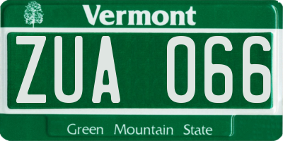 VT license plate ZUA066