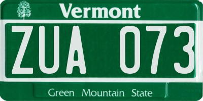 VT license plate ZUA073
