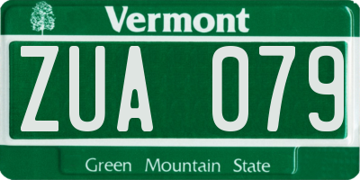VT license plate ZUA079