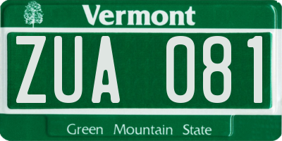 VT license plate ZUA081