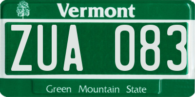 VT license plate ZUA083