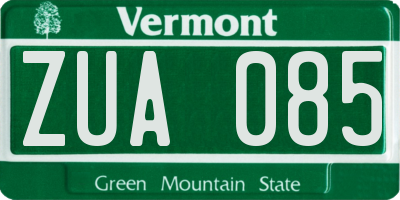 VT license plate ZUA085