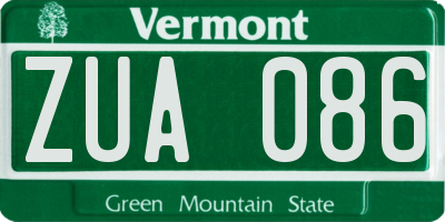 VT license plate ZUA086