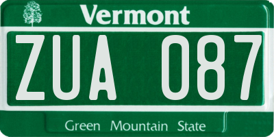 VT license plate ZUA087