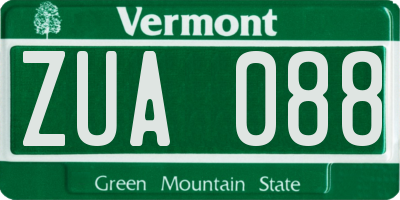 VT license plate ZUA088