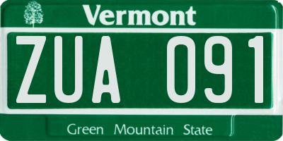 VT license plate ZUA091