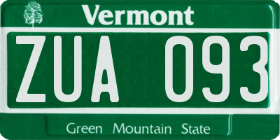 VT license plate ZUA093