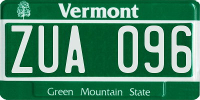 VT license plate ZUA096