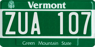 VT license plate ZUA107