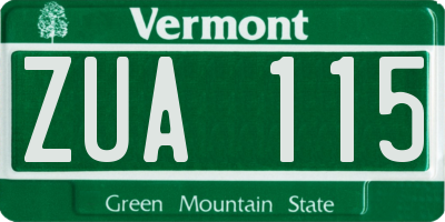 VT license plate ZUA115
