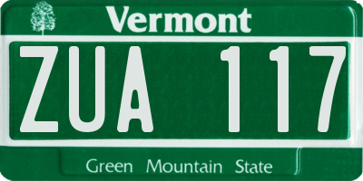VT license plate ZUA117