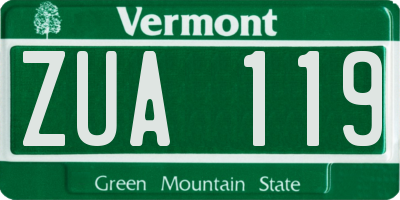 VT license plate ZUA119