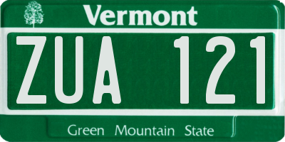 VT license plate ZUA121