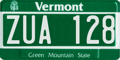 VT license plate ZUA128