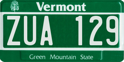VT license plate ZUA129