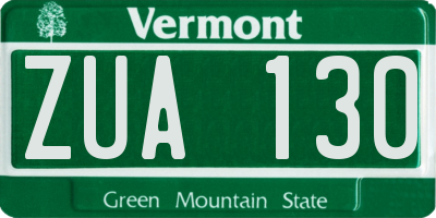 VT license plate ZUA130