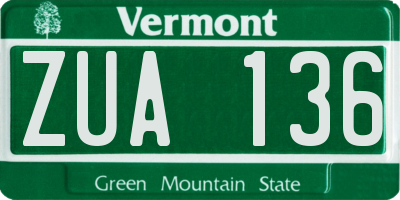 VT license plate ZUA136