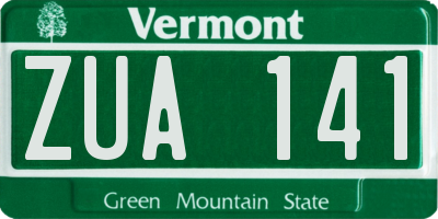 VT license plate ZUA141