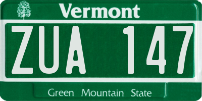 VT license plate ZUA147