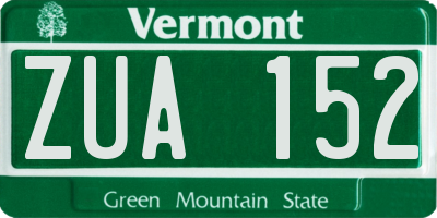 VT license plate ZUA152