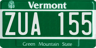 VT license plate ZUA155