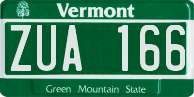 VT license plate ZUA166