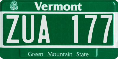VT license plate ZUA177