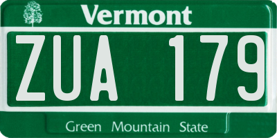 VT license plate ZUA179