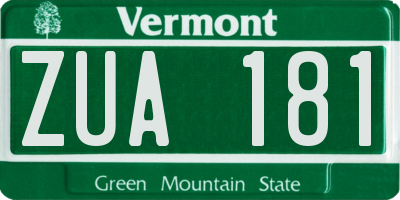 VT license plate ZUA181