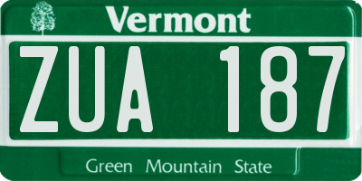 VT license plate ZUA187