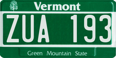 VT license plate ZUA193