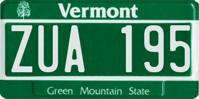 VT license plate ZUA195