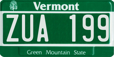 VT license plate ZUA199