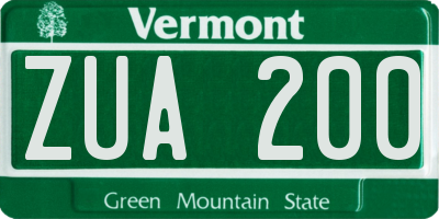 VT license plate ZUA200