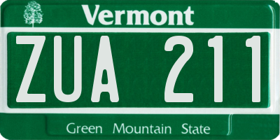 VT license plate ZUA211