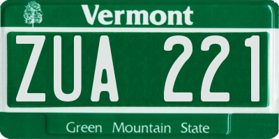 VT license plate ZUA221