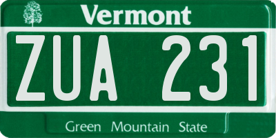 VT license plate ZUA231