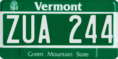VT license plate ZUA244