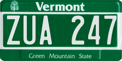 VT license plate ZUA247