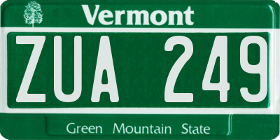 VT license plate ZUA249