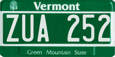 VT license plate ZUA252