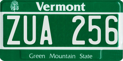 VT license plate ZUA256